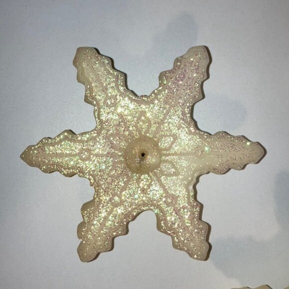 3 Floating Glitter Snowflake Candles, 5” Diameter - Picture 2 of 8